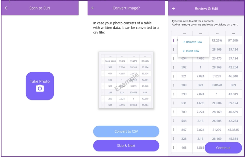 Scan handwritten tables and convert them to a digitized CSV file   
