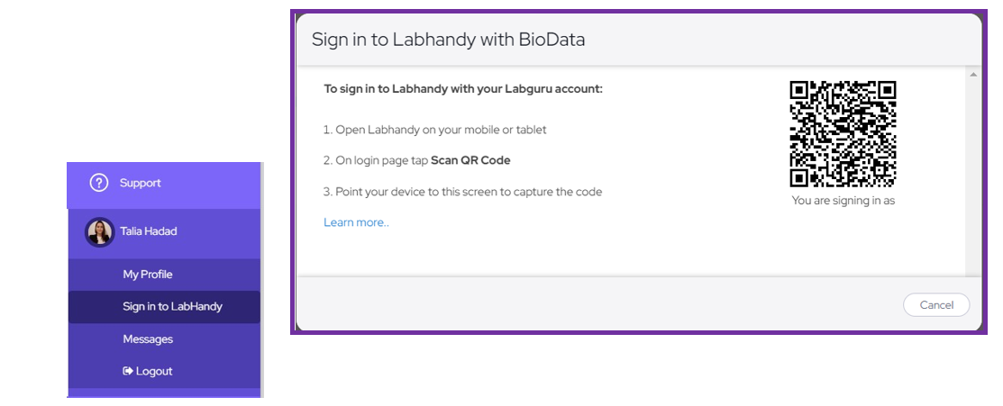 Sign in to Labhandy through your Labguru account 